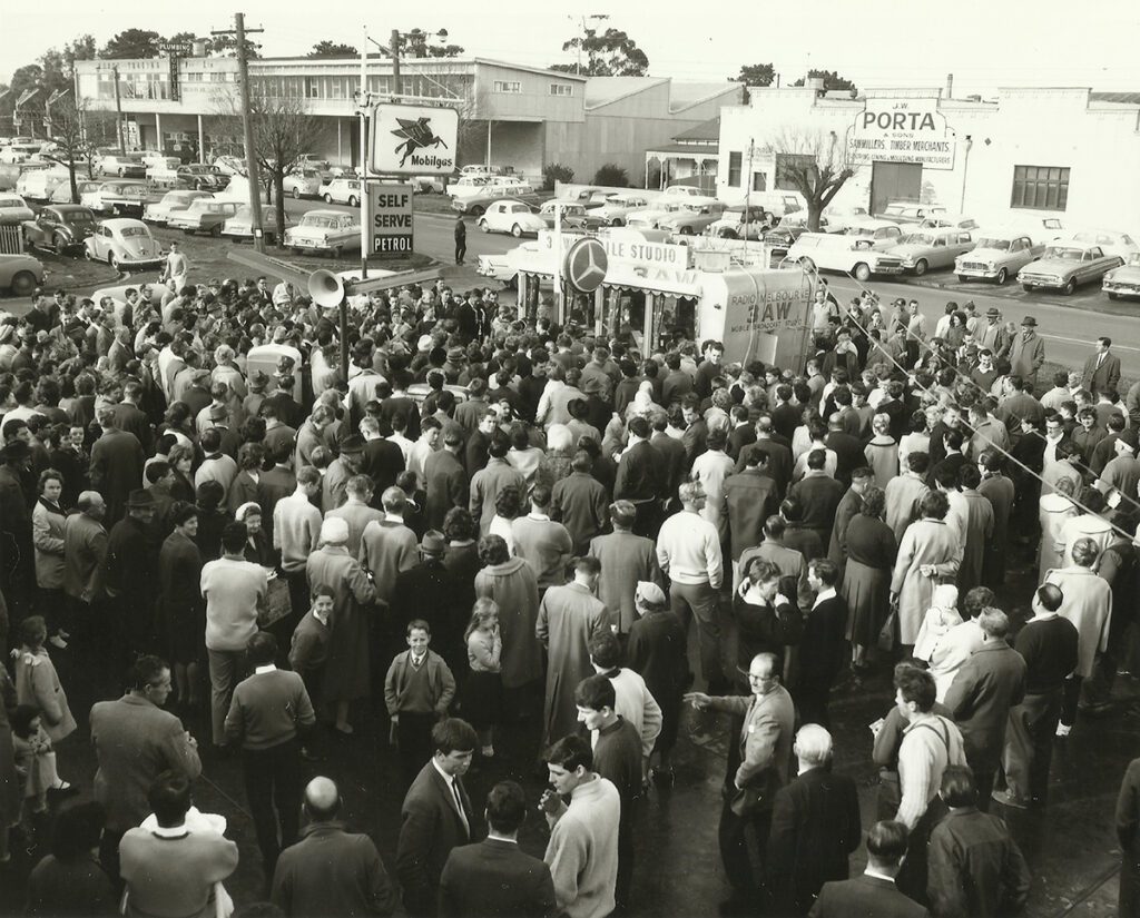 David Holmes outside broadcast van at Heidelberg Rd, Northcote